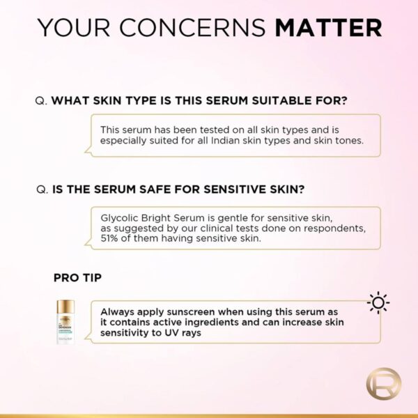 Loreal Paris -Glycolic Bright 8% [Melasyl + Niacinamide] Face Serum for Brightening Dark Spots - Image 11