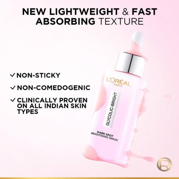 Loreal Paris -Glycolic Bright 8% [Melasyl + Niacinamide] Face Serum for Brightening Dark Spots - Image 10