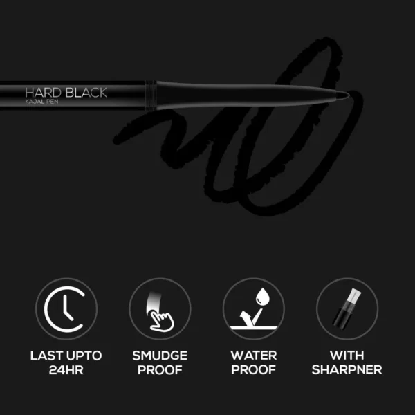RENEE - Hard Black Kajal Pen with Sharpener - Image 7