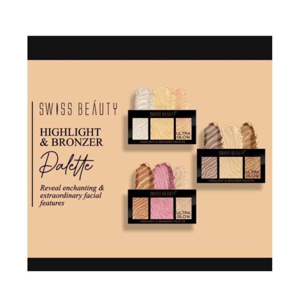 Swiss Beauty - Ultra Glow Highlight & Bronzer Face Palette - Image 2