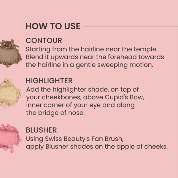 Swiss Beauty - Cheek-A-Boo 3-in-1 Face Palette with Blusher , Contour and Highlighter - Image 5